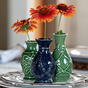 Juliska Veronica Beard Jardins du Monde Mini Vase set with flowers