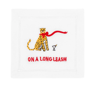 Cheetah on a long leash embroidered funny napkin