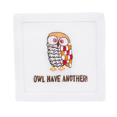 owl have another embroidered funny napkin