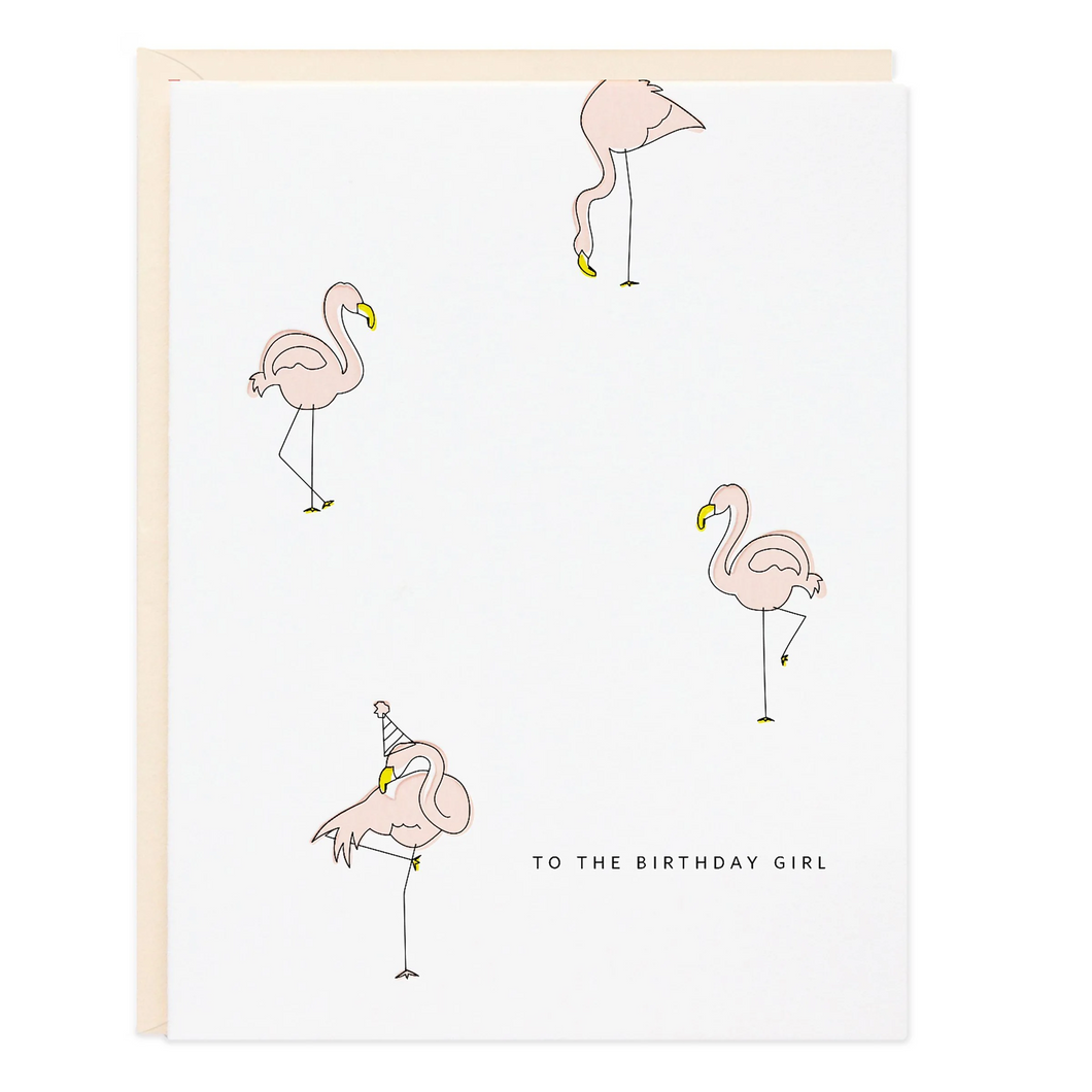 Ramona and Ruth Birthday Girl Flamingo Card