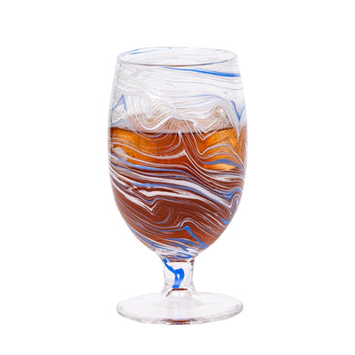 Juliska Puro Marbled Blue Goblet with iced tea
