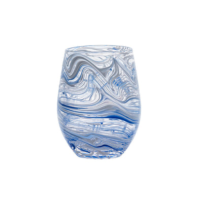 Juliska Puro Marbled Blue stemless white wine glass