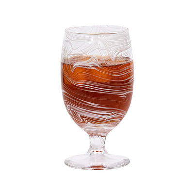 Juliska Puro Marbled White Goblet with iced tea