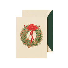Load image into Gallery viewer, Crane and co stationery green wreath christmas card
