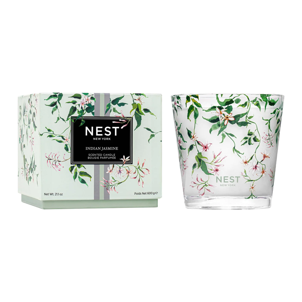 Nest Indian Jasmine candle and box with floral pattern