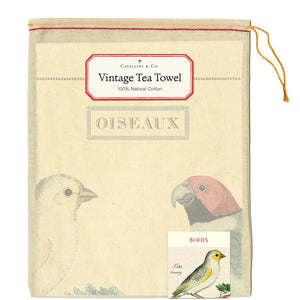 cavallini and co vintage tea towel  birds oiseaux