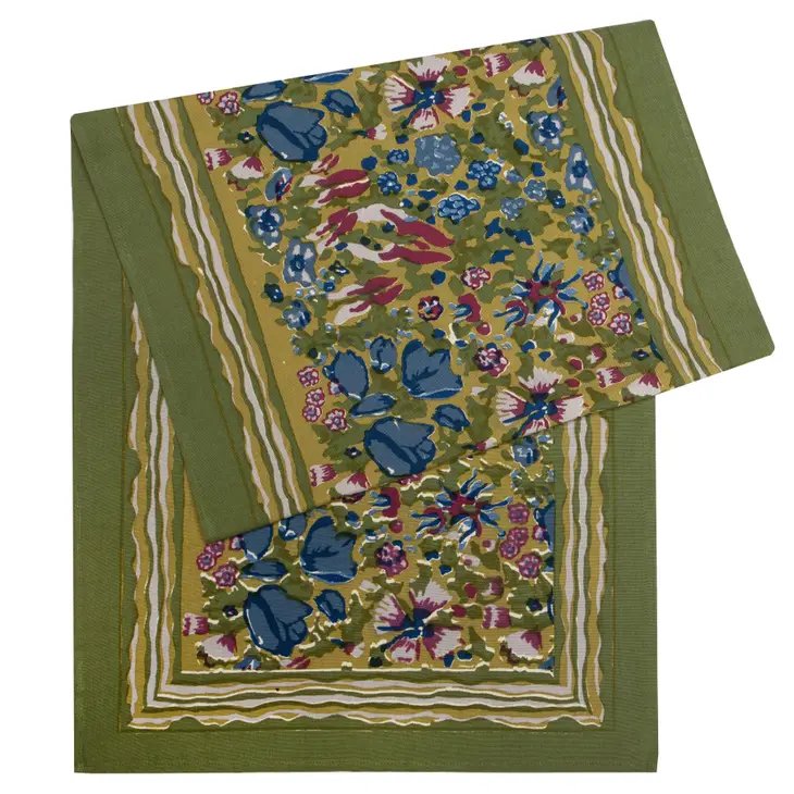 couleur nature jardin blue and vert table runner