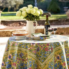 Load image into Gallery viewer, couleur nature jardin red and green tablecloth with outdoor dining setting
