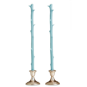 White Chocolate Stick Candles, Pair Robin Egg
