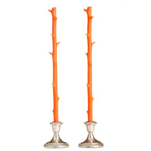 Load image into Gallery viewer, White Chocolate Stick Candles, Pair Tangerine
