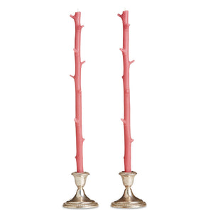 White Chocolate Stick Candles, Pair Watermelon Pink
