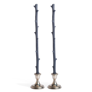 Charcoal Stick Candles, Pair