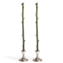 Load image into Gallery viewer, White Chocolate Stick Candles, Pair Forest Green
