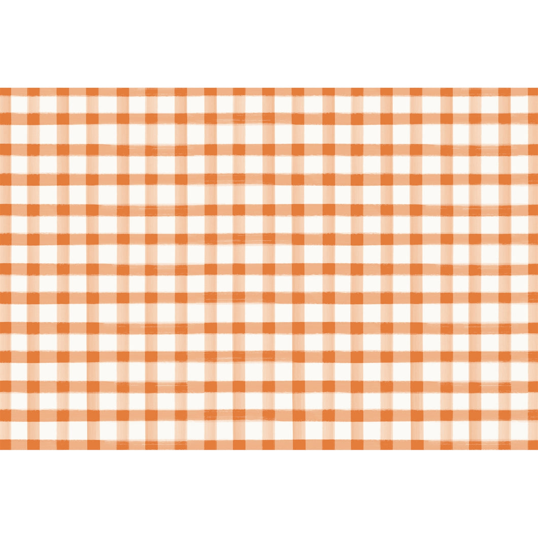 Orange Check Paper Placemat Pad Set/24