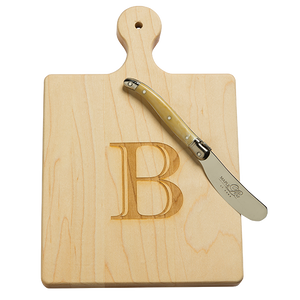 Monogram Maple Wood Artisan Cheese Board w/ Spreader