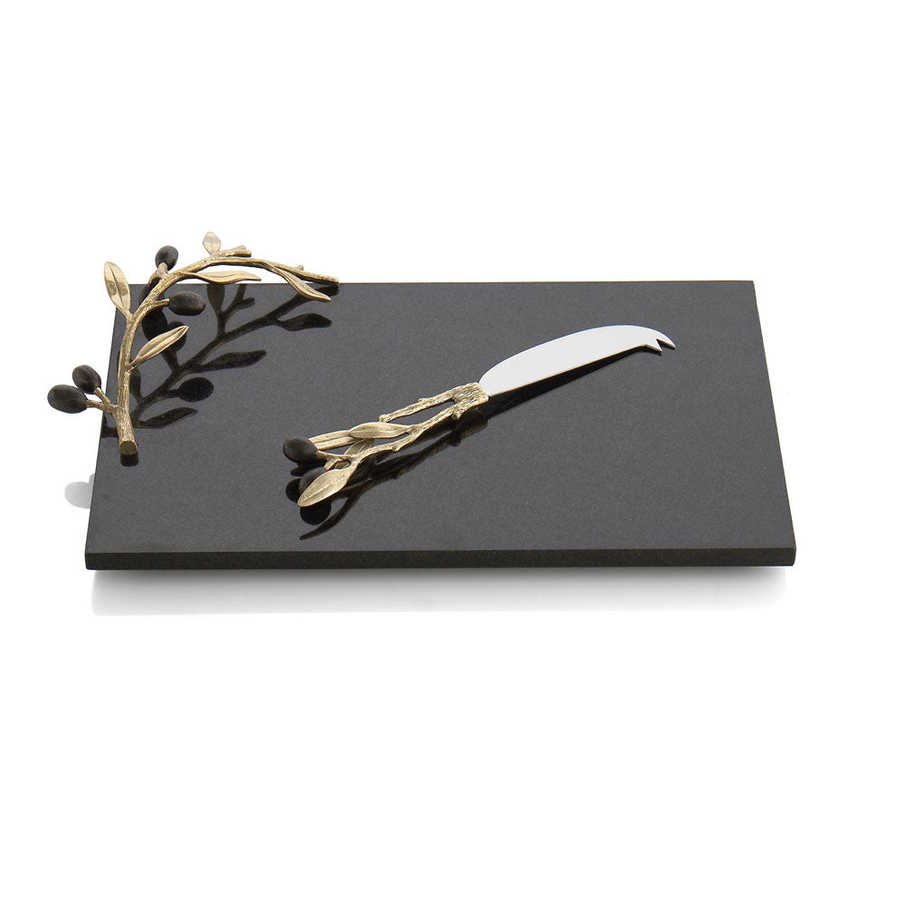 Michael Aram Olive Branch Gold Cheese Board & Knife