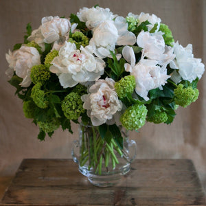 Sympathy Floral Arrangement bouquet white peonies green hydrangea flowers