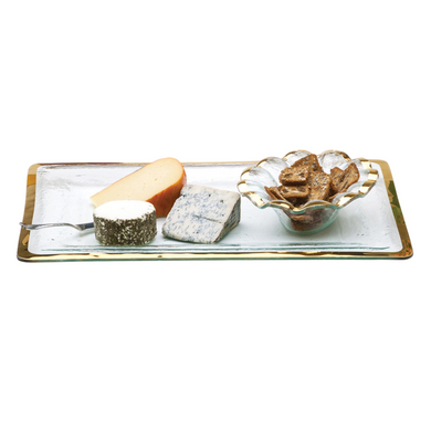 Annieglass Roman Antique Buffet Server with cheese charcuterie