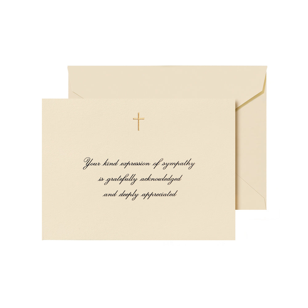 Crane & Co. Engraved Gold Cross Sympathy Acknowledgements