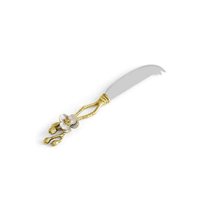 Michael Aram Orchid Large Cheeseboard Knife gold and white handle