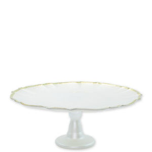 Vietri Baroque Glass White Cake Stand