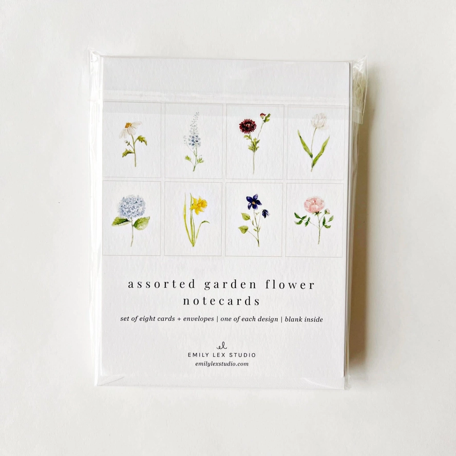 Set of assorted garden flower notecards by Emily Lex Studio 