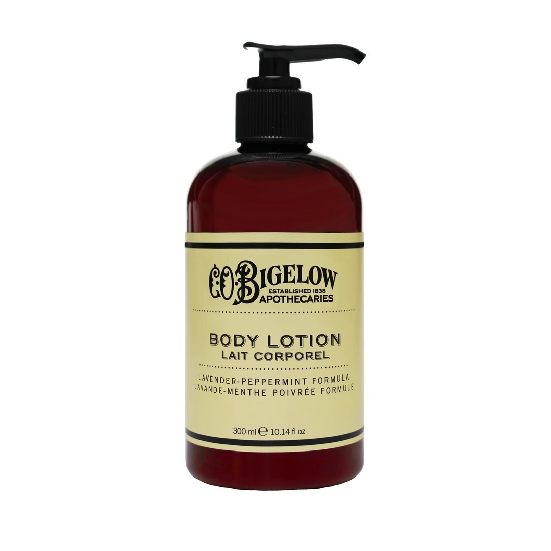 Lavender Peppermint body lotion bottle with pump from C.O. Bigelow