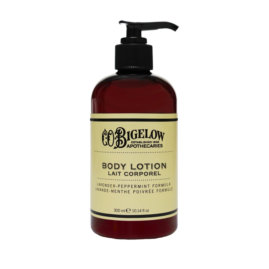 Lavender Peppermint body lotion bottle with pump from C.O. Bigelow