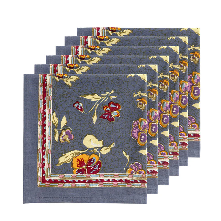 Pansy Red & Grey Napkin Set/6
