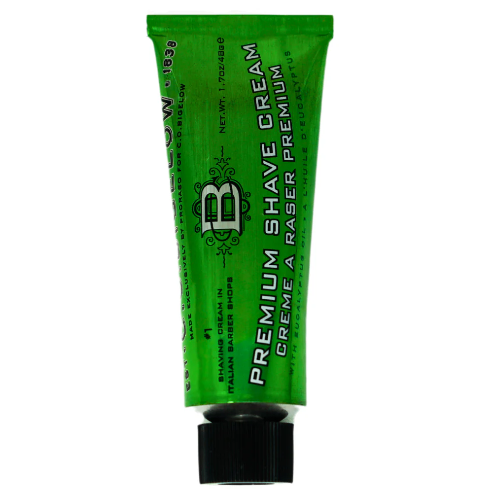 Green tube of Bigelow Premium Shave Cream 