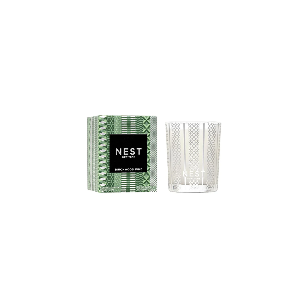 NEST New York birchwood Pine candle and packaging on a white background