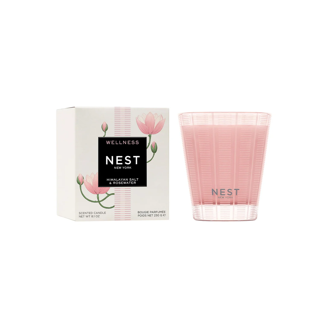 NEST wellness Himalayan Salt and rosewater candle and packaging