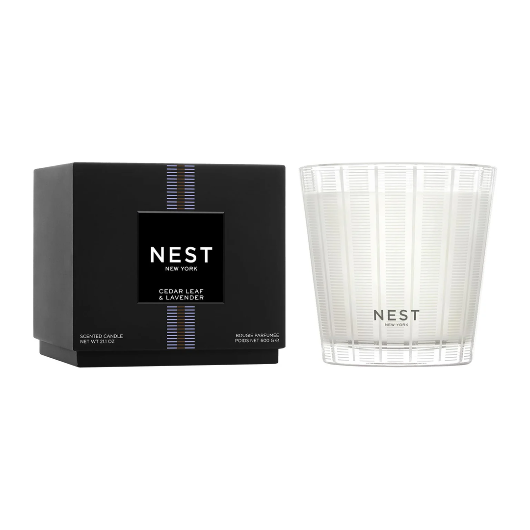 Nest New York Cedar Leaf and Lavender candle and packaging 
