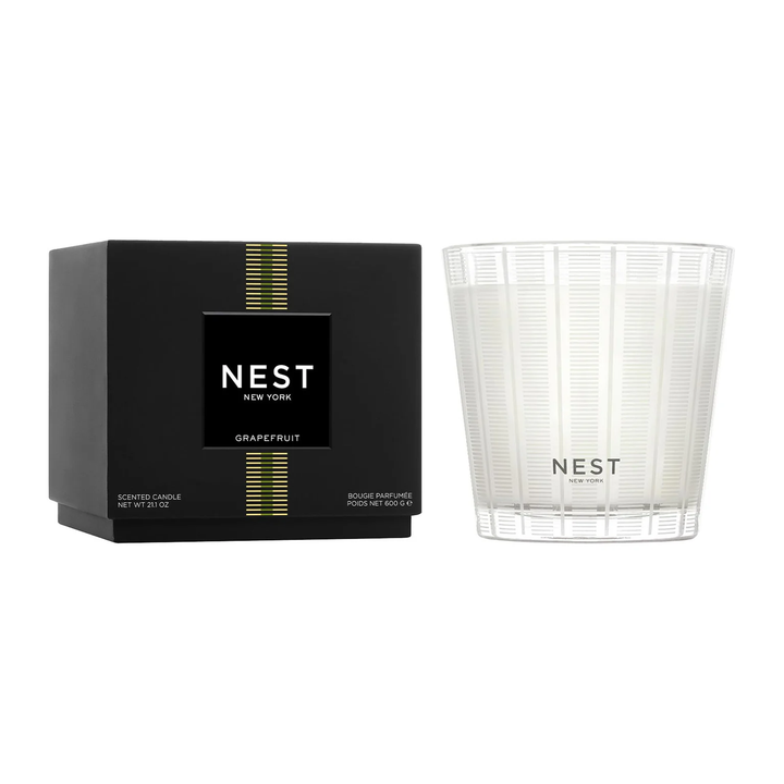 Nest grapefruit three wick candle with its packaging