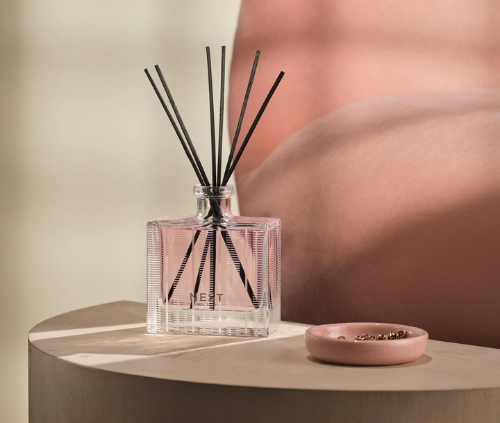 Nest Himalayan Salt and rosewater reed diffuser with black reeds 