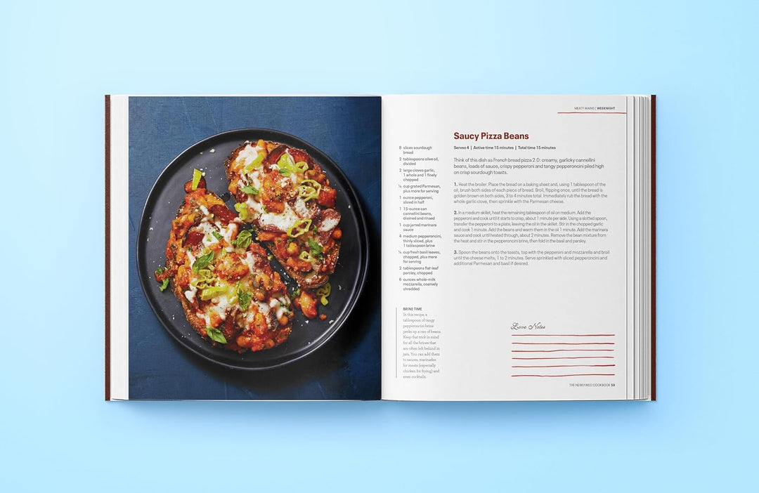 A recipe book preview of a Saucy Pizza Beans recipe
