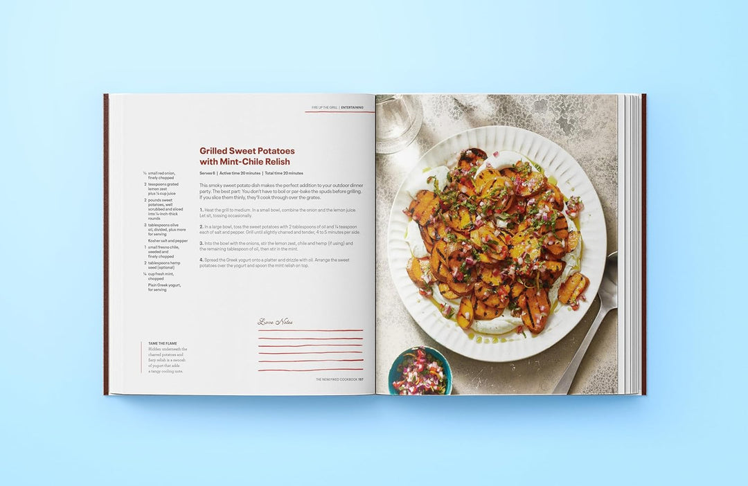 A recipe preview for grilled street potatos with mine-chile relish
