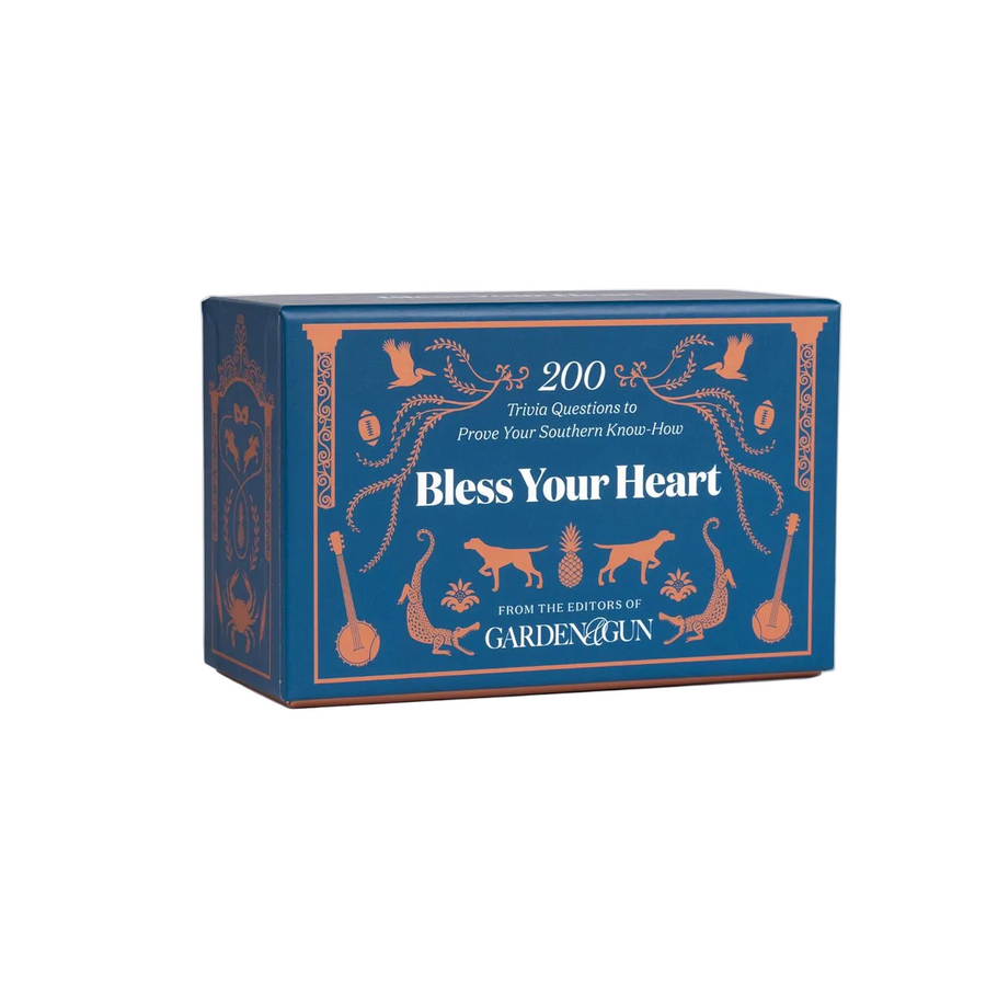 A blue box of a game called "Bless Your Heart" trivia questions to prove your southern know-how