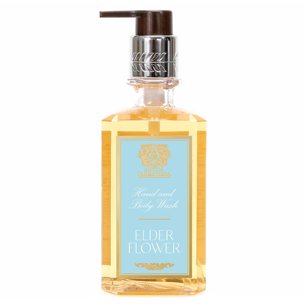 Antica Farmacista  elder flower hand soap gold and blue label pump top