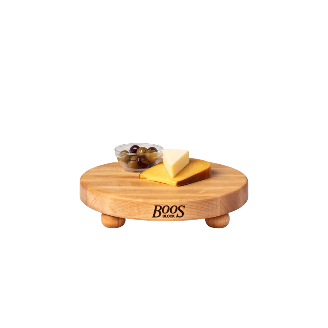 Chop-N-Serve Round Maple Board w/ Bun Feet, 12"