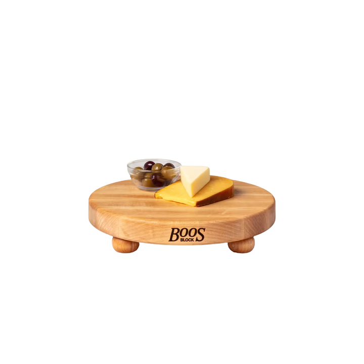 Chop-N-Serve Round Maple Board w/ Bun Feet, 12"