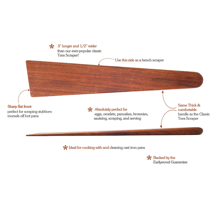 Wooden spatula with features highlighted 