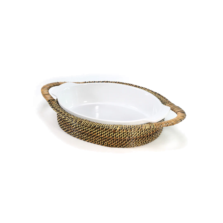 Calaisio Oval Casserole Basket w/ Stoneware Roaster