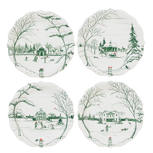 Juliska Country Estate Winter Frolic Evergreen Assorted Party Plates