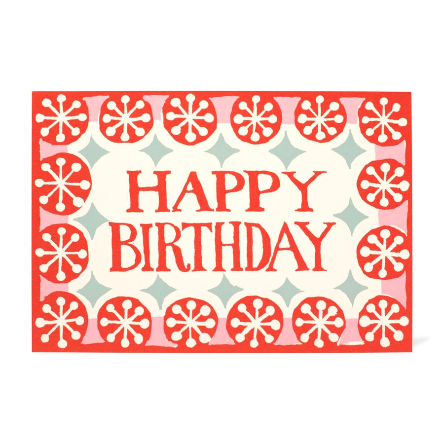 Happy Birthday card with decorative border on a white background