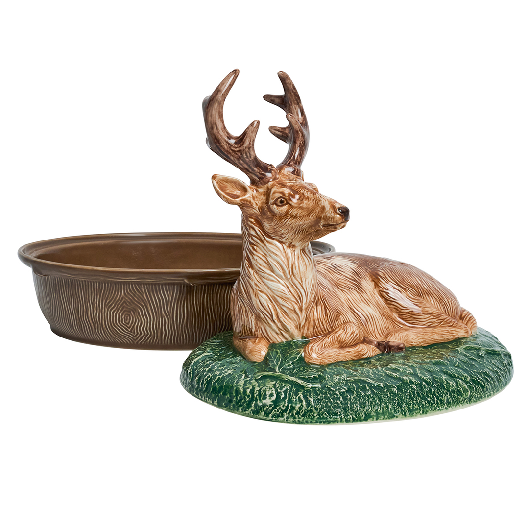 Decorative deer figurine with a bowl