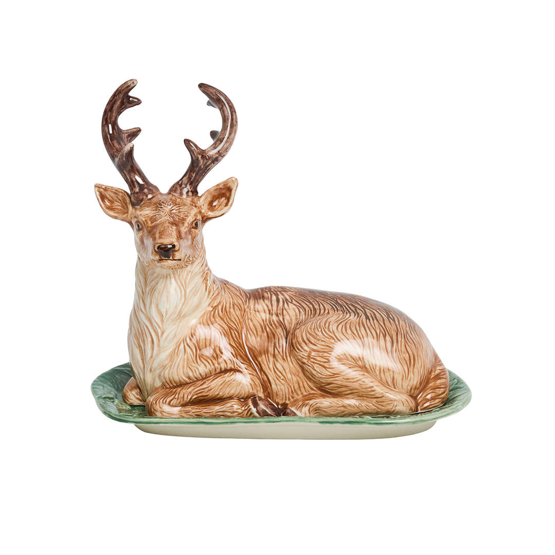 Deer-shaped ceramic butter dish
