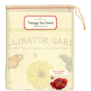 Cavallini Pollinator Garden Tea Towel in bag