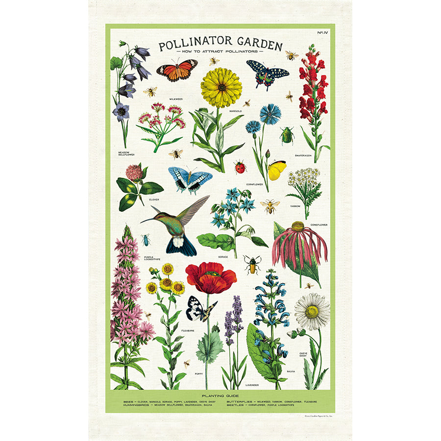 Cavallini Pollinator Garden Tea Towel