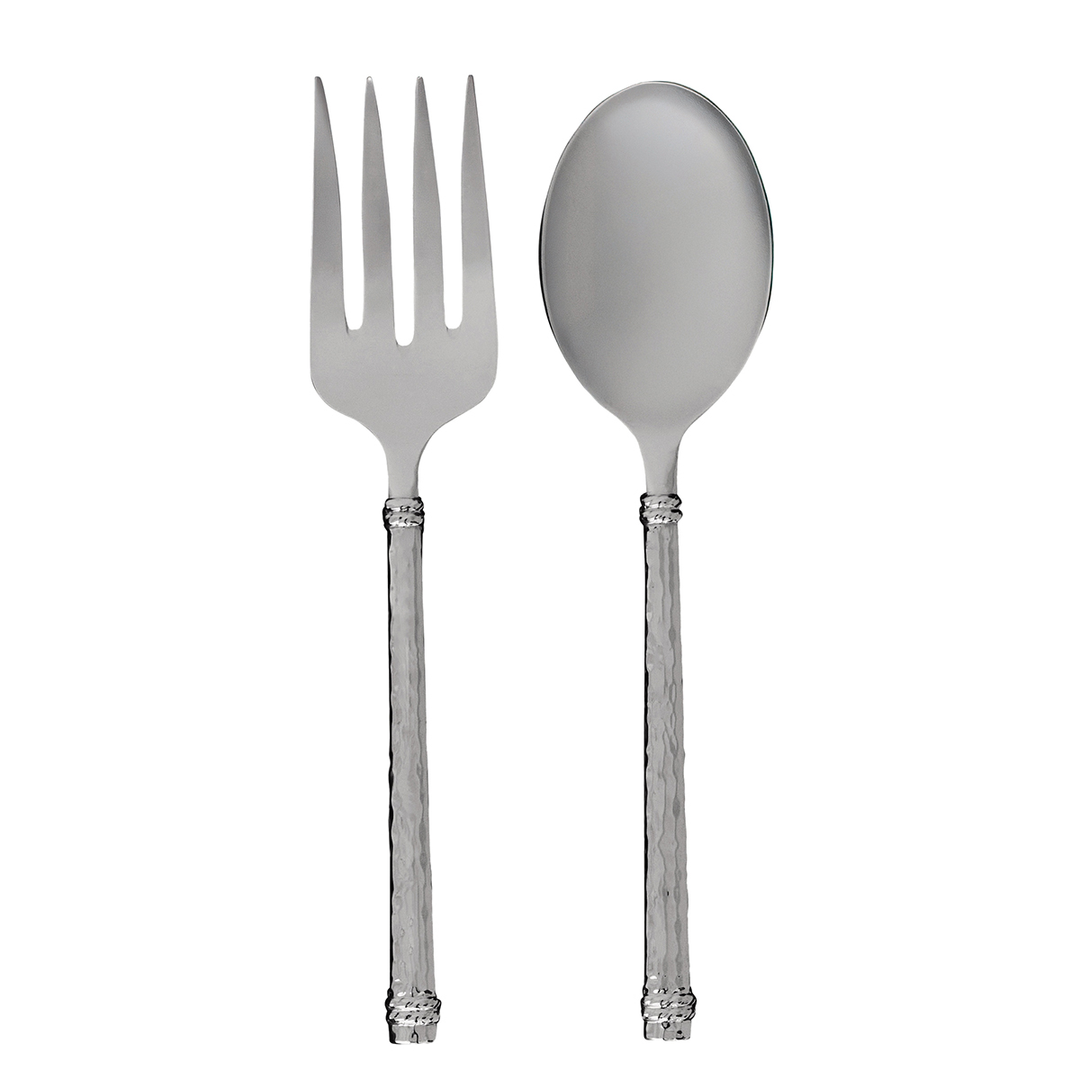 A silver hostess fork and spoon serving set 